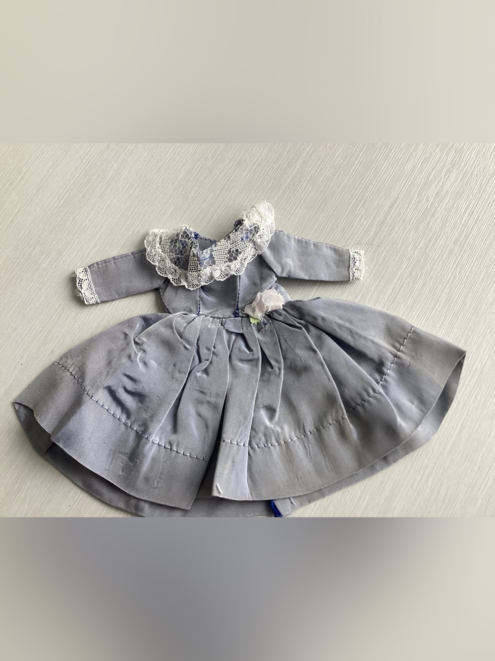 Classic Light Blue Doll Dress with Lace Collar